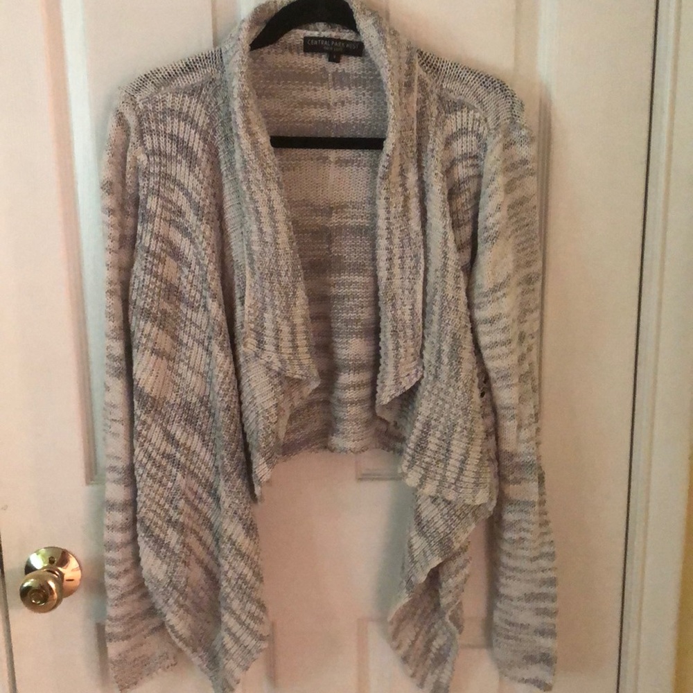 Gray and white cardigan